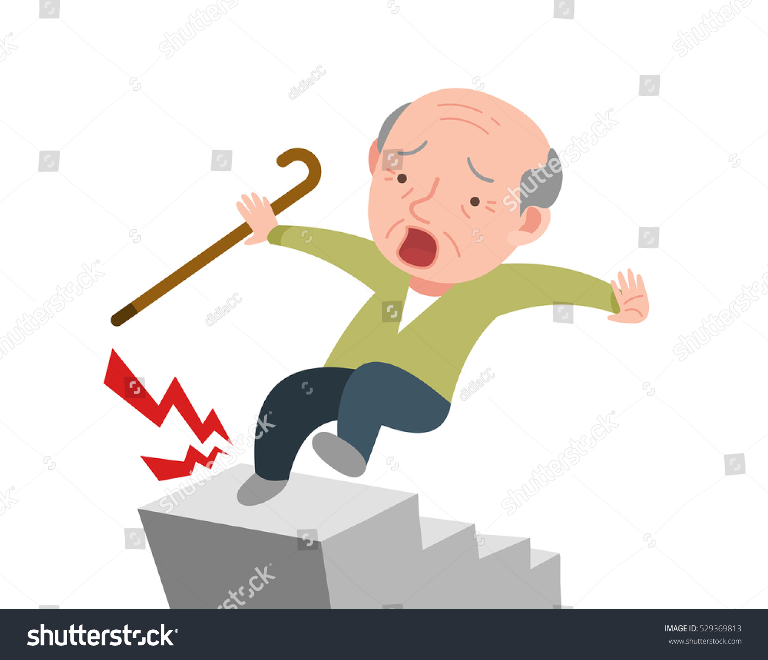 Old Man Falling Down Stairs Stock Vector Shutterstock