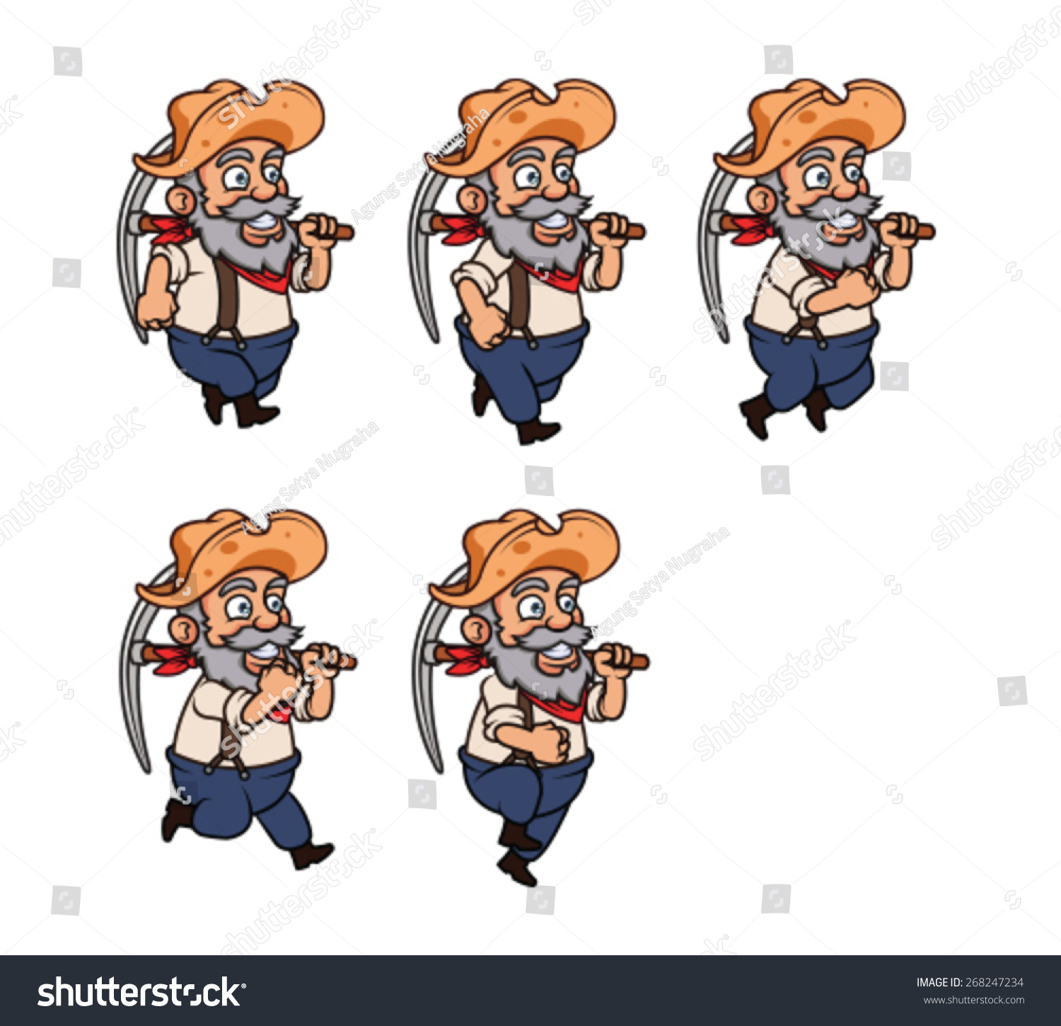 Old Miner Running Sprite Stock Vector 268247234 Shutterstock