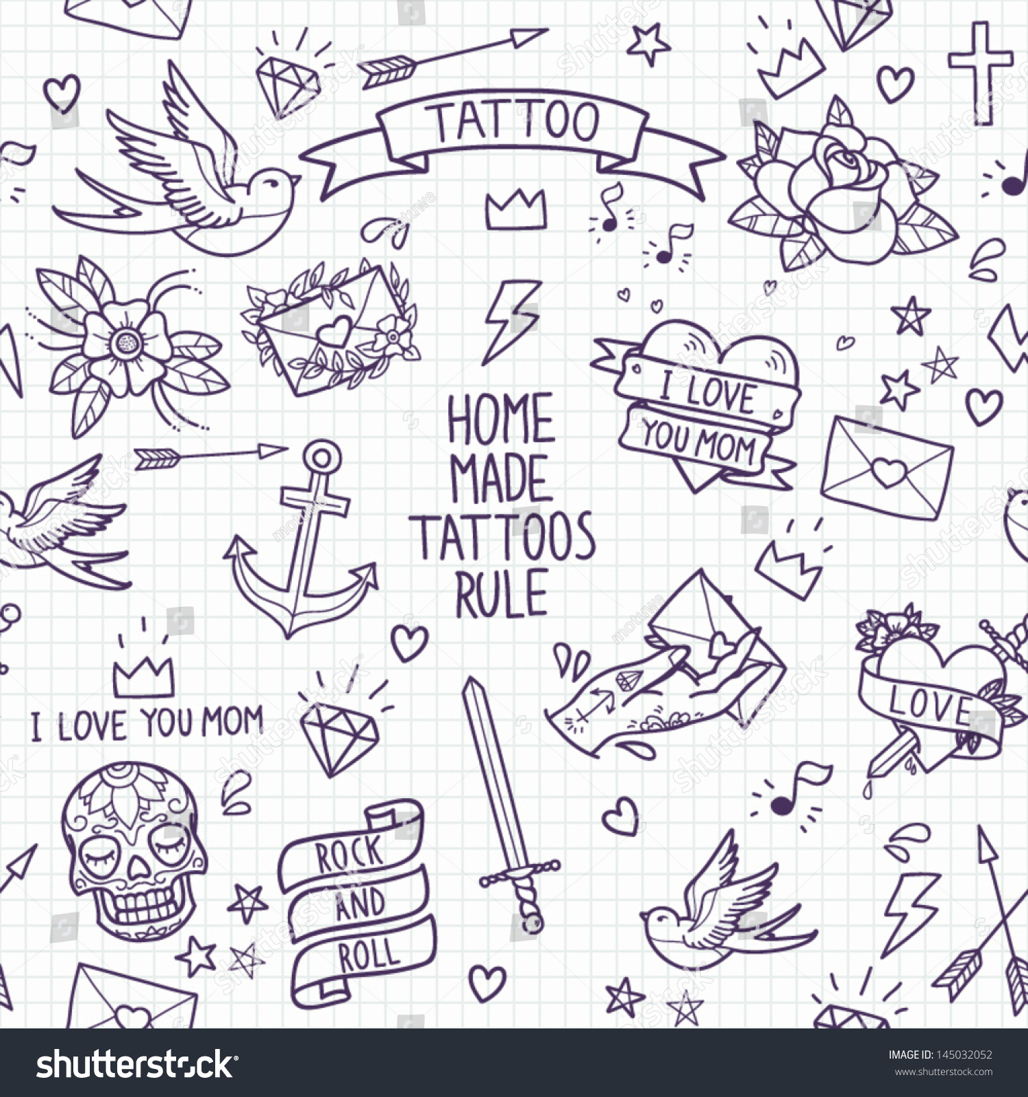 old tattoo seamless pattern cartoon stock vector old tattoo seamless pattern cartoon stock vector