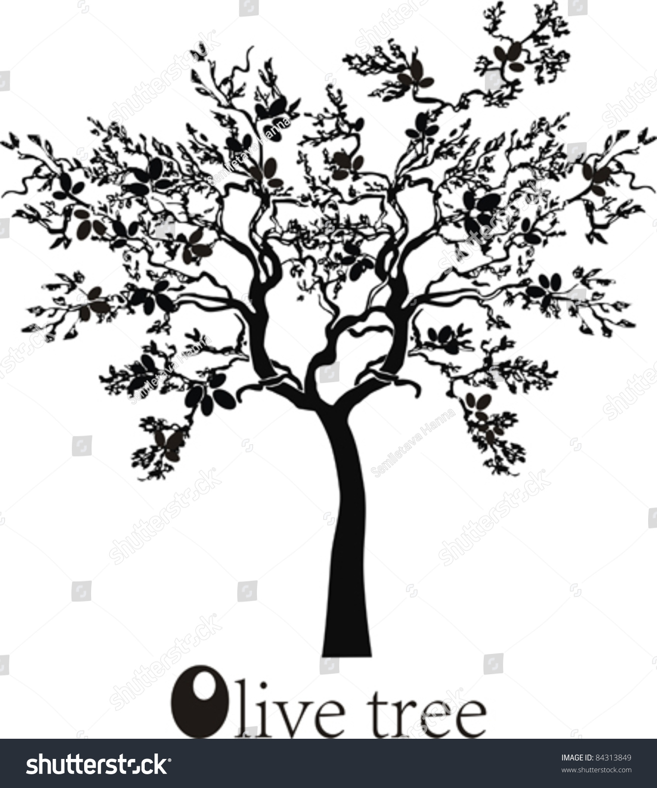 Olive Tree Isolated On White Background Stock Vector 84313849