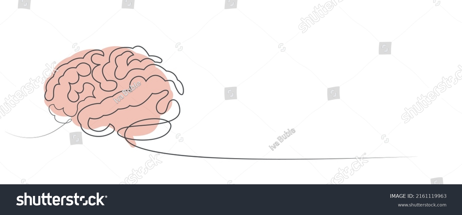 One Line Brain Design Silhouettelogo Design Stock Vector Royalty Free