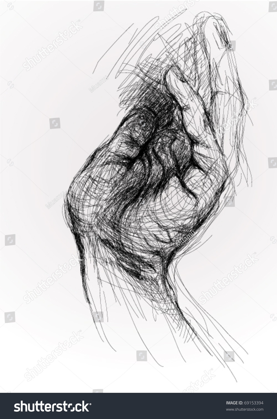 Open Hand / Realistic Sketch (Not Auto-Traced) Stock Vector