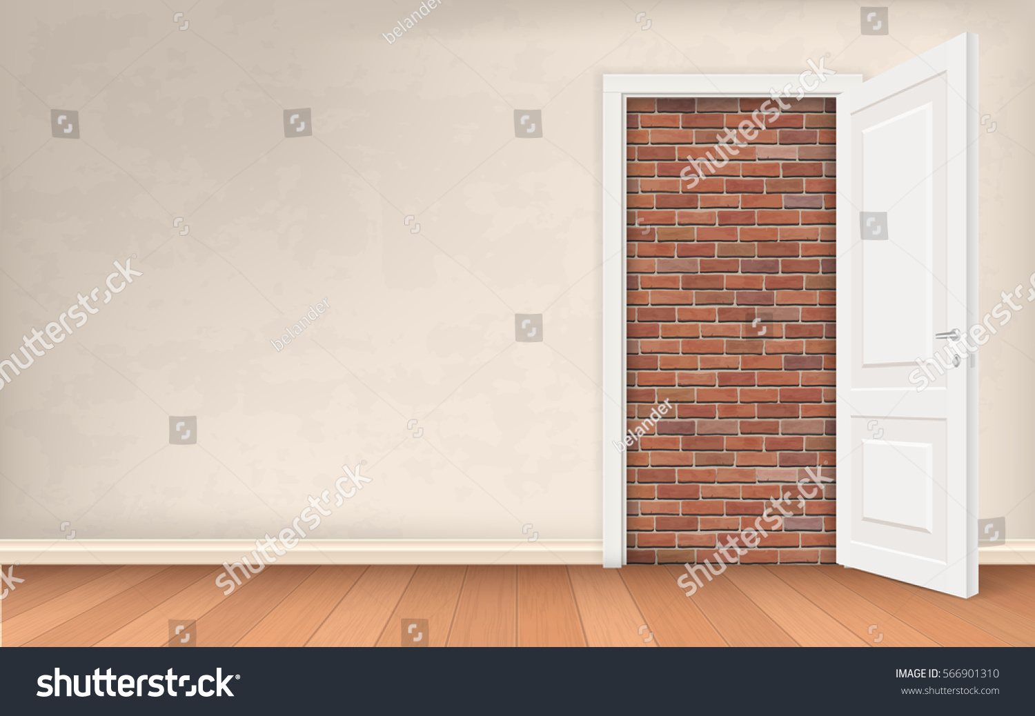 Opened Door Stucco Wall Blocked Brick 库存矢量图免版税566901310 Shutterstock