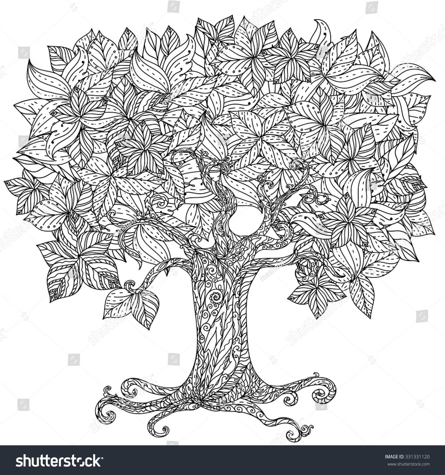 zentangle coloring pages tree trunk - photo #11