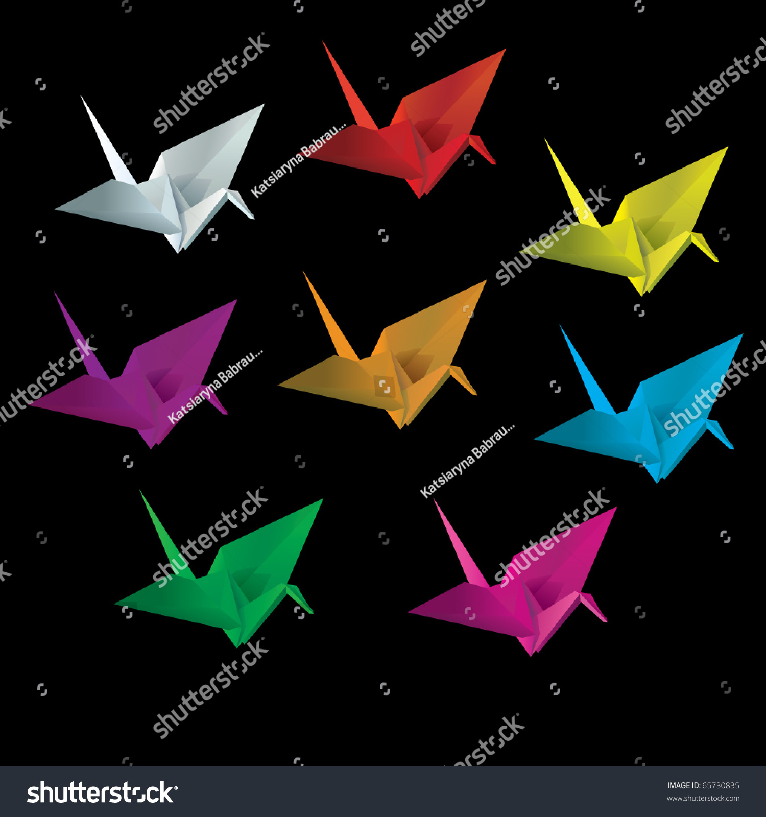 Origami Crane Stock Vector Illustration 65730835 : Shutterstock