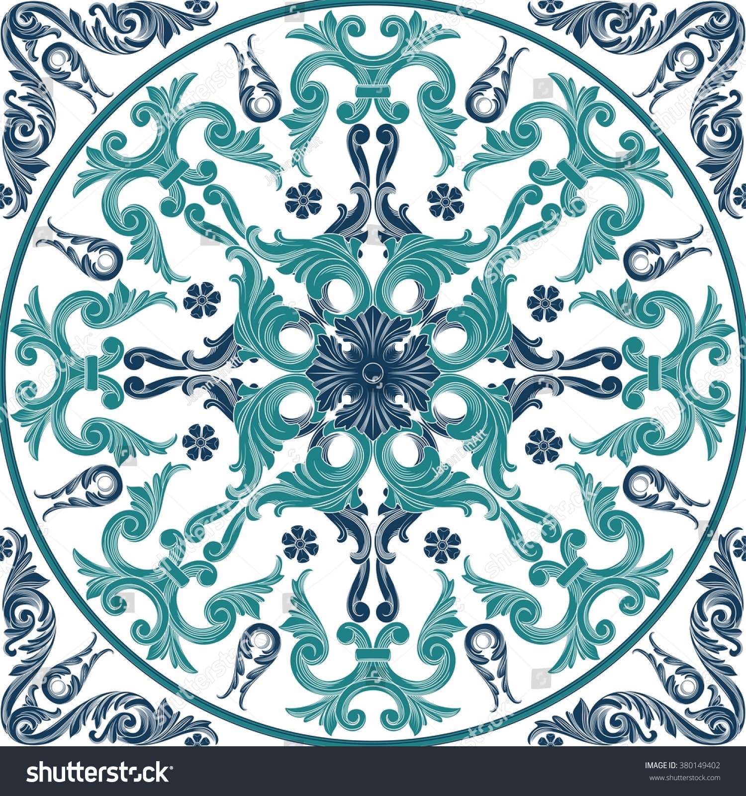 Ornamental square floral pattern Ornamental square floral pattern