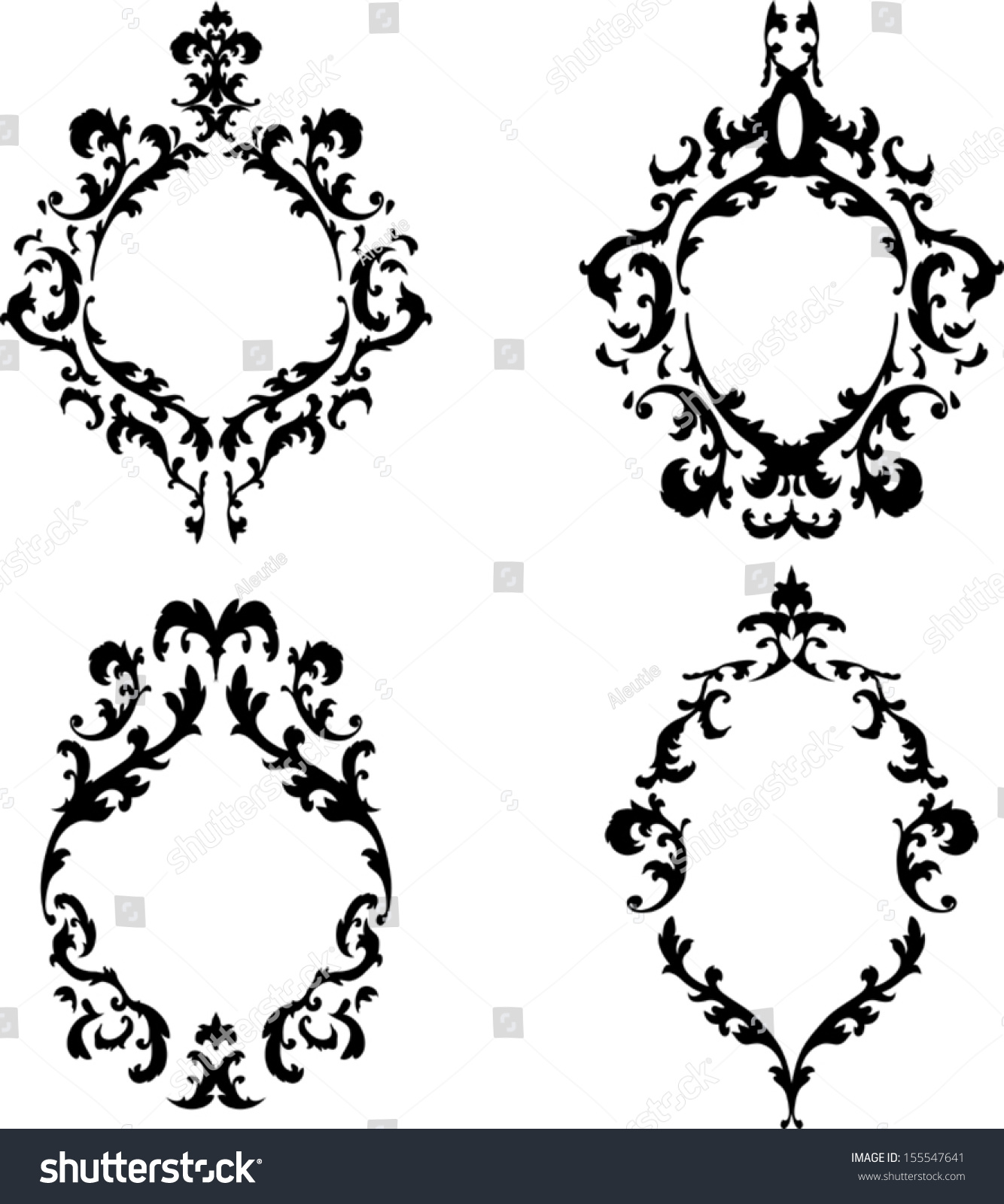 Ornate Baroque Frames Vector Set Isolated Stock Vector 155547641