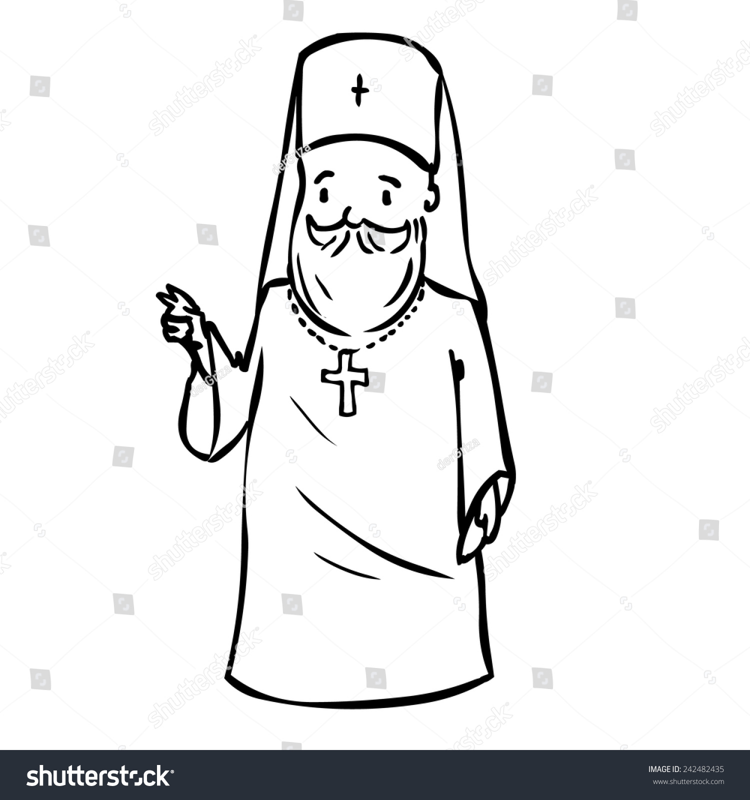 Orthodox Priest. Hand Drawn Cartoon Illustration/ 242482435