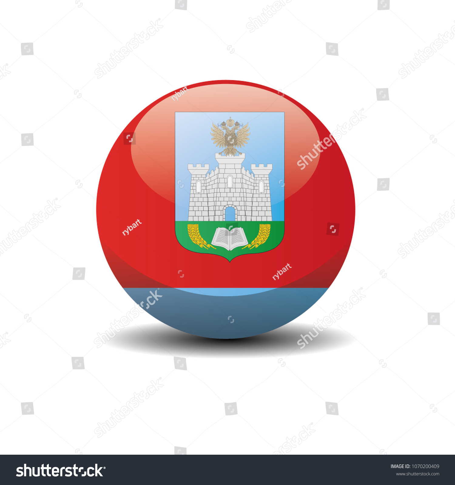 Oryol Oblast National Circle Button Flag Stock Vector Royalty Free