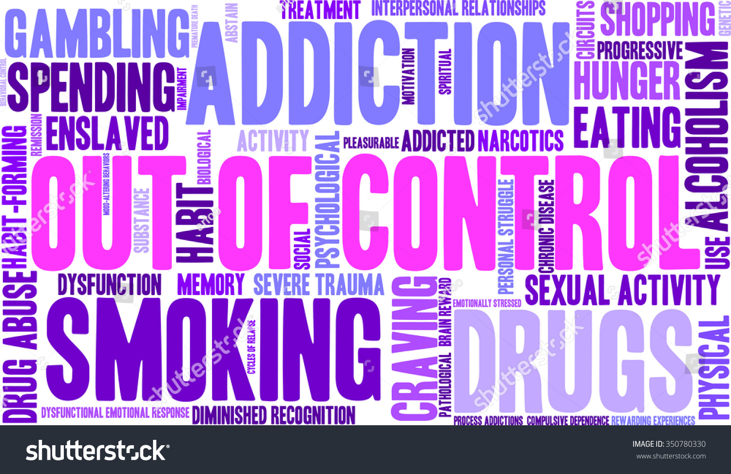 out-of-control-addiction-word-cloud-on-a-white-background-stock-vector