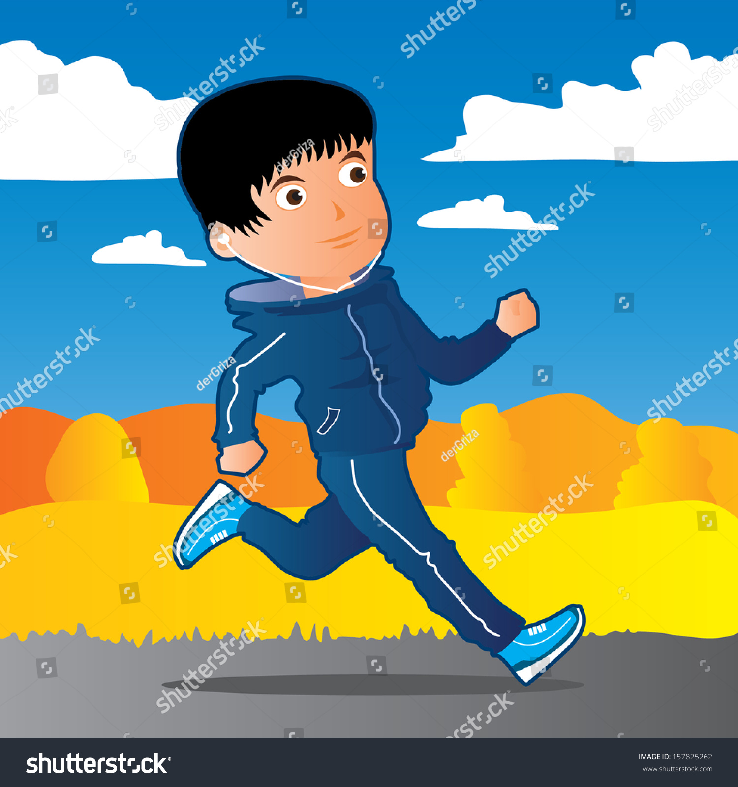 Outdoor Jogging Man, Cartoon Vector Illustration - 157825262 : Shutterstock