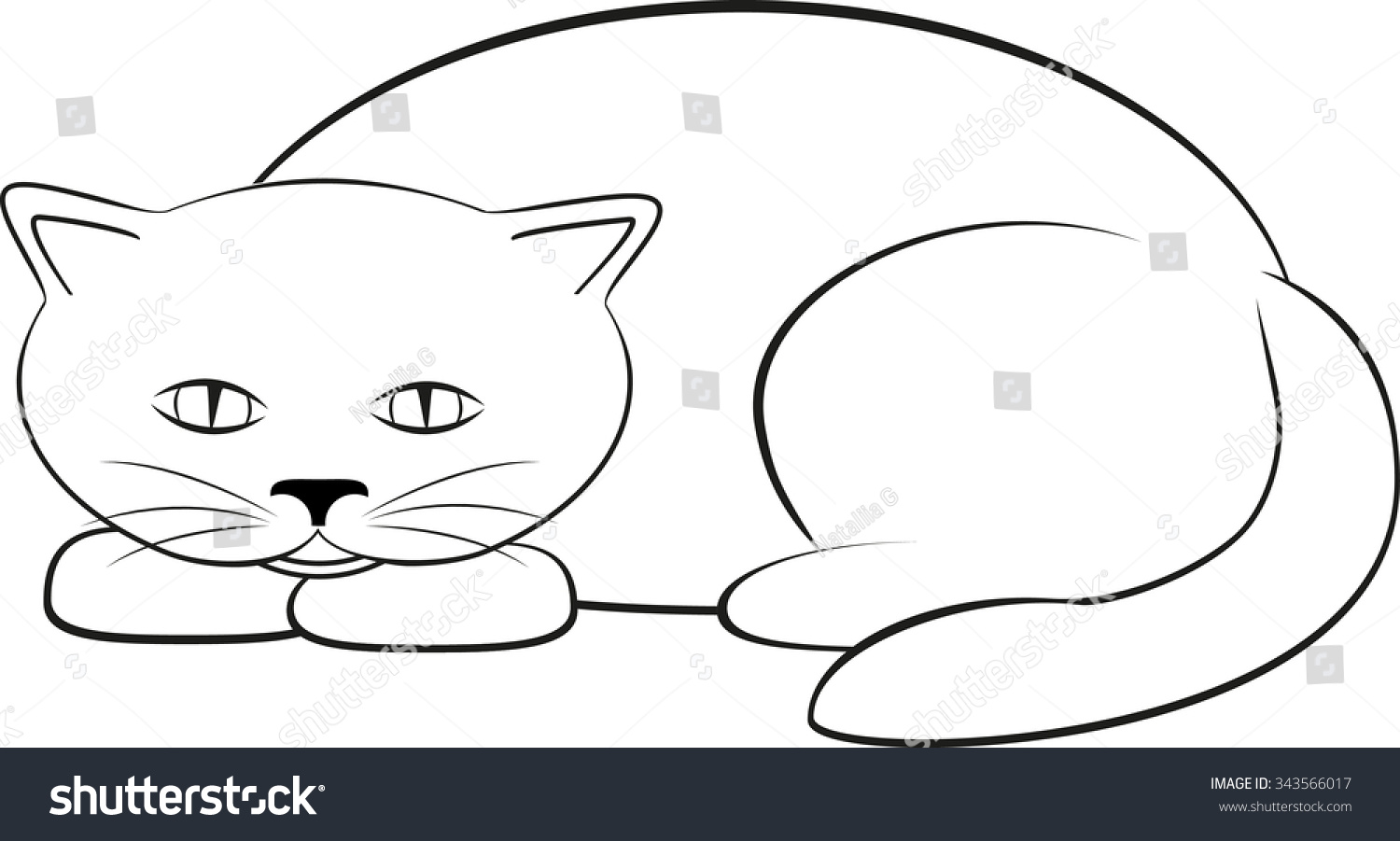 Outline Cat Stock Vector Illustration 343566017 : Shutterstock