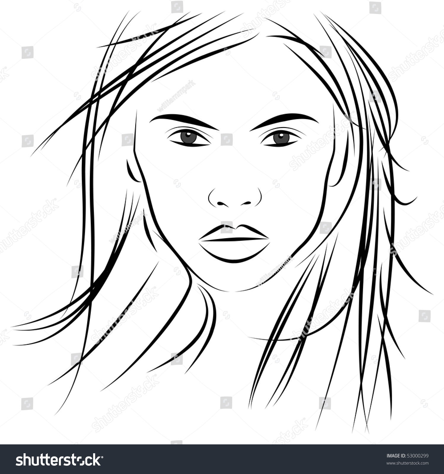 Outline Face Stock Vector 53000299 - Shutterstock