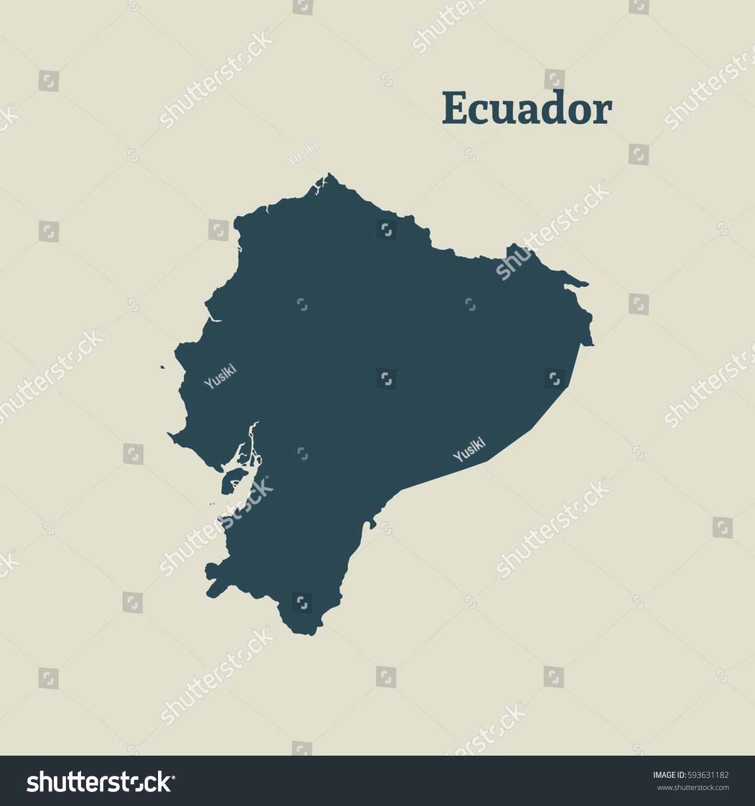 Outline Map Ecuador Isolated Vector Illustration Stock Vector Royalty