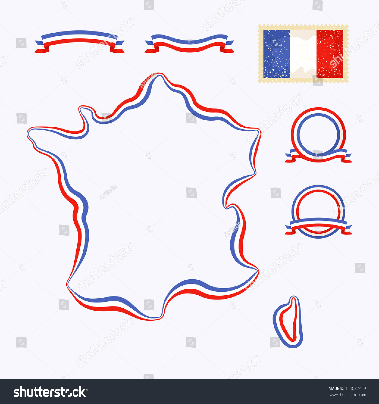 Outline Map France Border Marked Ribbon Stock Vector ...