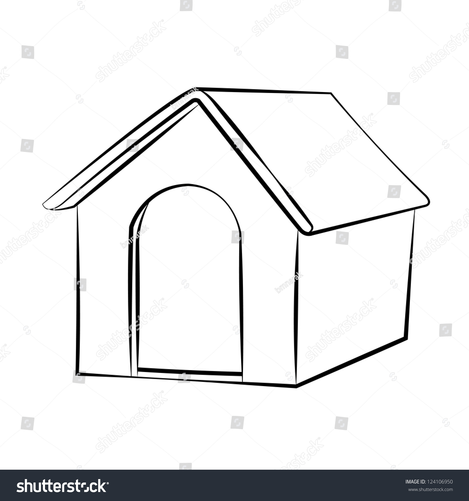 Outline Sketch Dog House Vector Illustration. 124106950