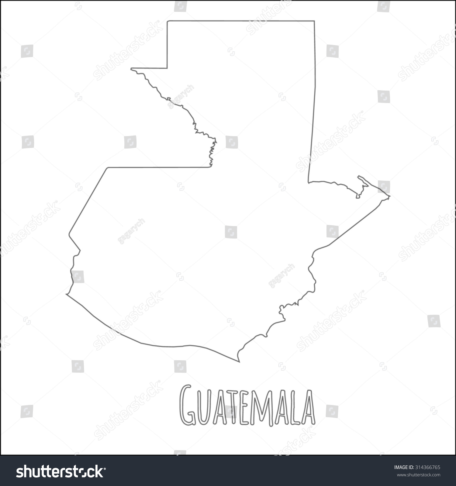 Outline Vector Map Of Guatemala Simple Guatemala Border Map Vector Silhouette On White 9636