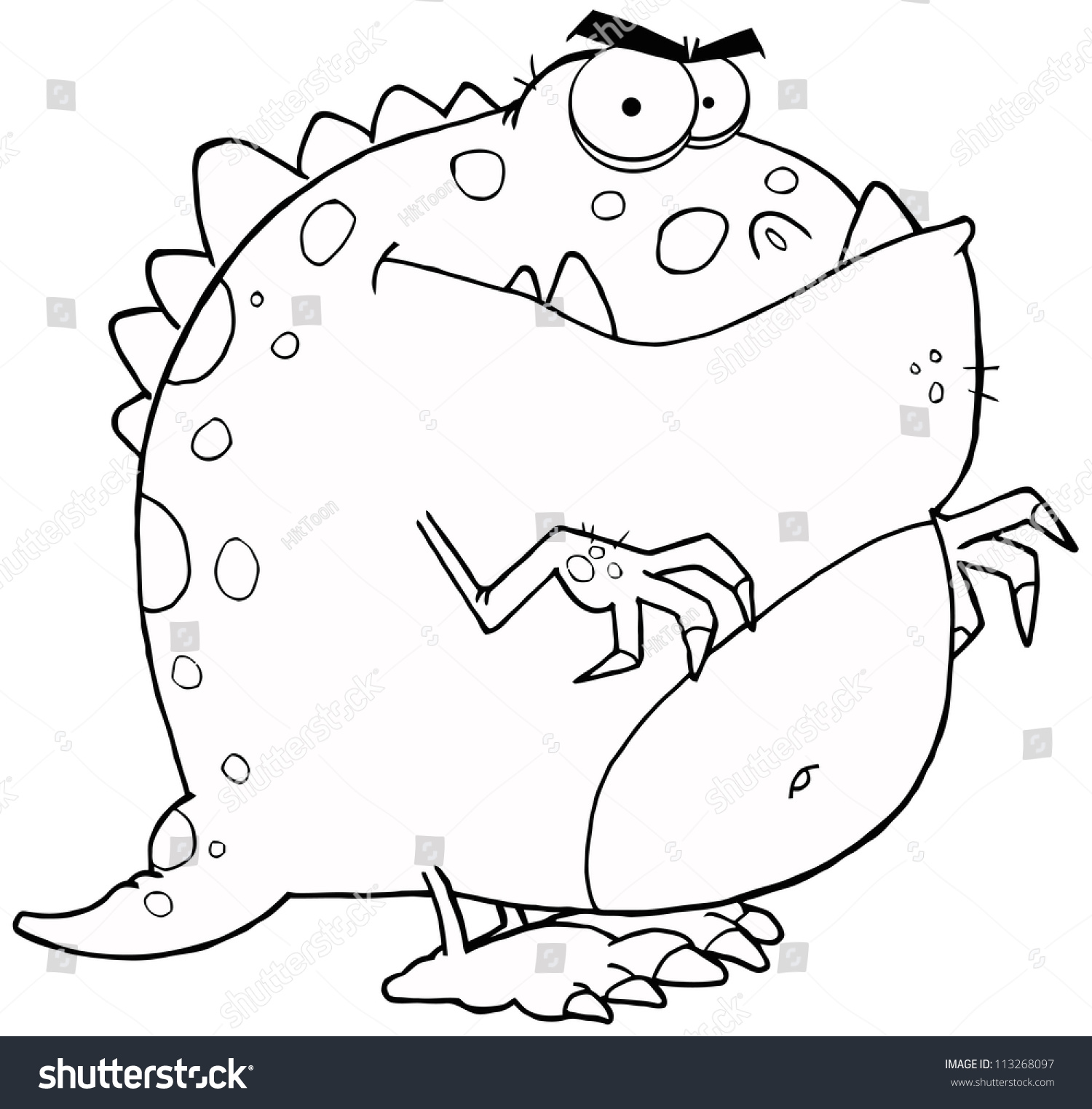 Outlined Dinosaur Cartoon Character Stock Vector Illustration 113268097