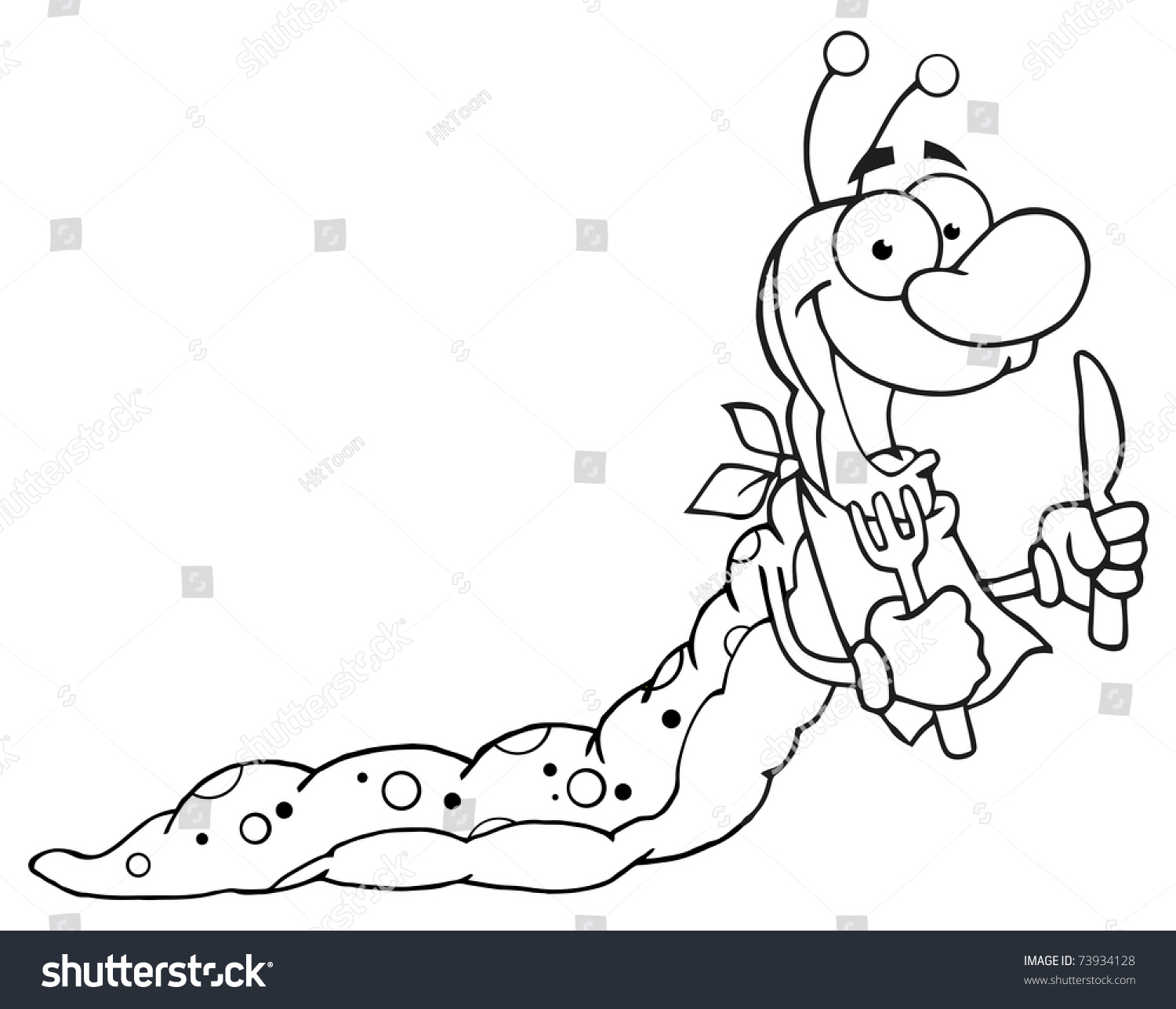 Outlined Happy Caterpillar Mascot Cartoon Character Stock Vector