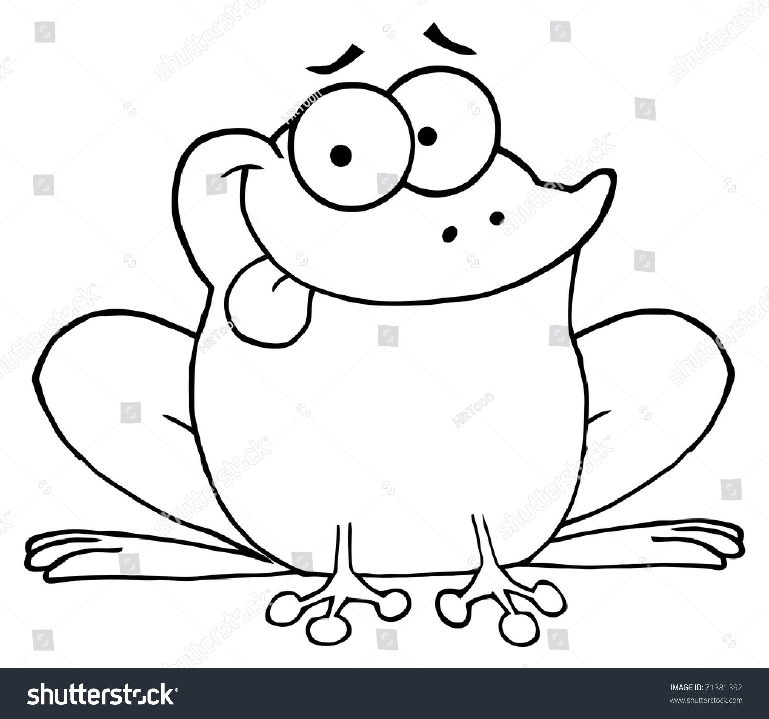 Outlined Happy Frog Cartoon Character Stock Vector Illustration