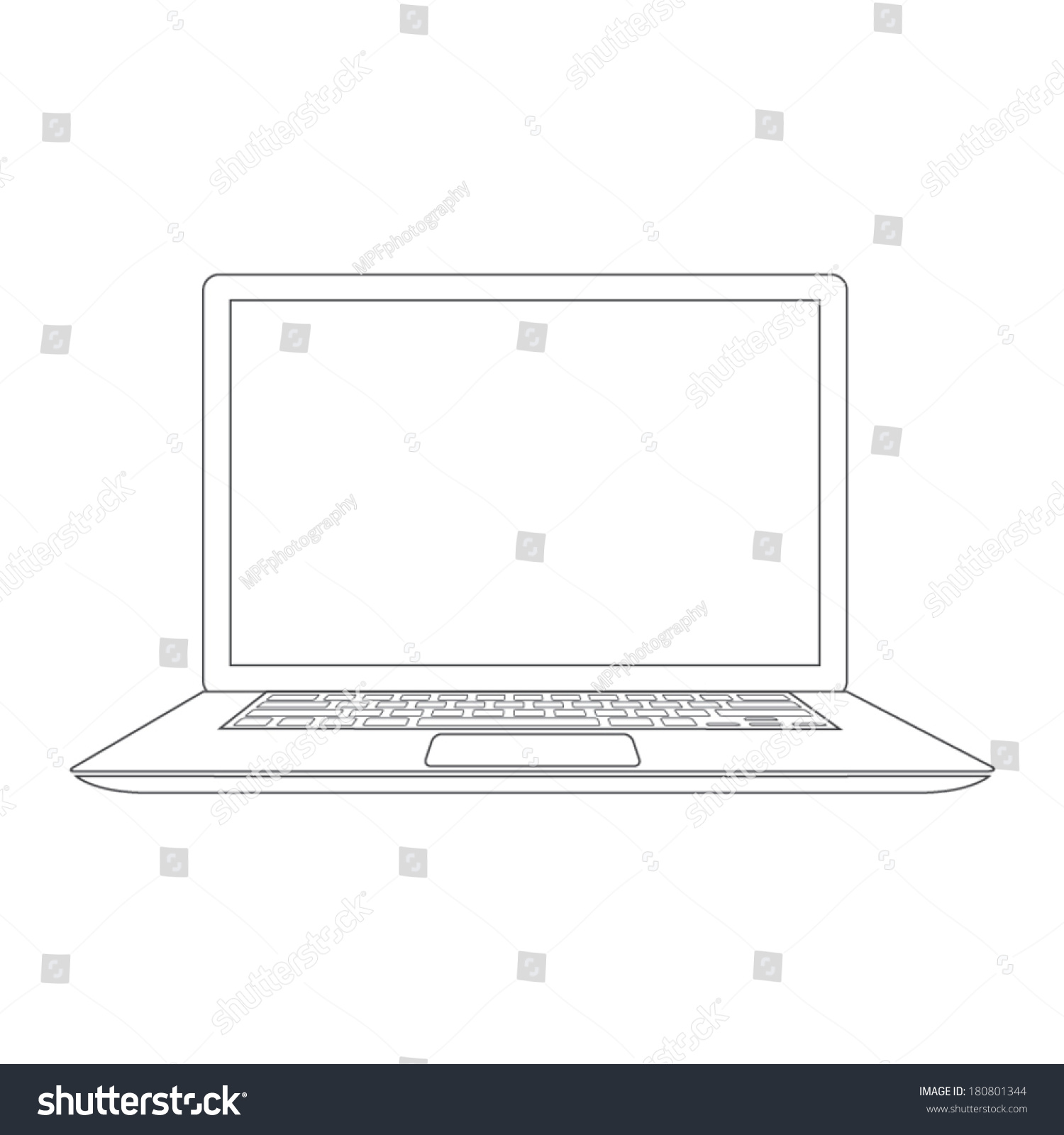 Outlined Laptop Vector Illustration - 180801344 : Shutterstock