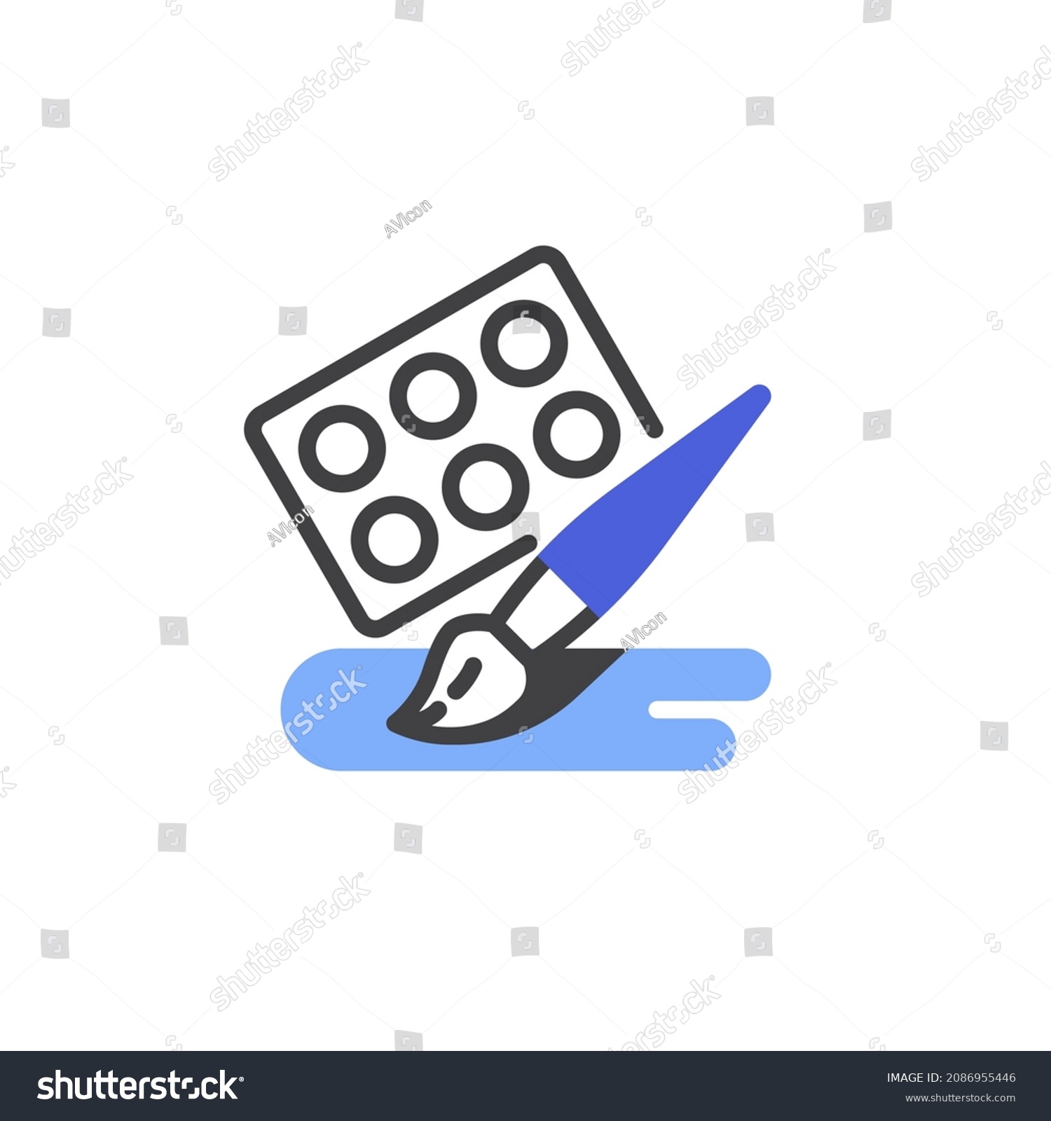 Paintbrush Color Palette Line Icon Linear Stock Vector Royalty Free