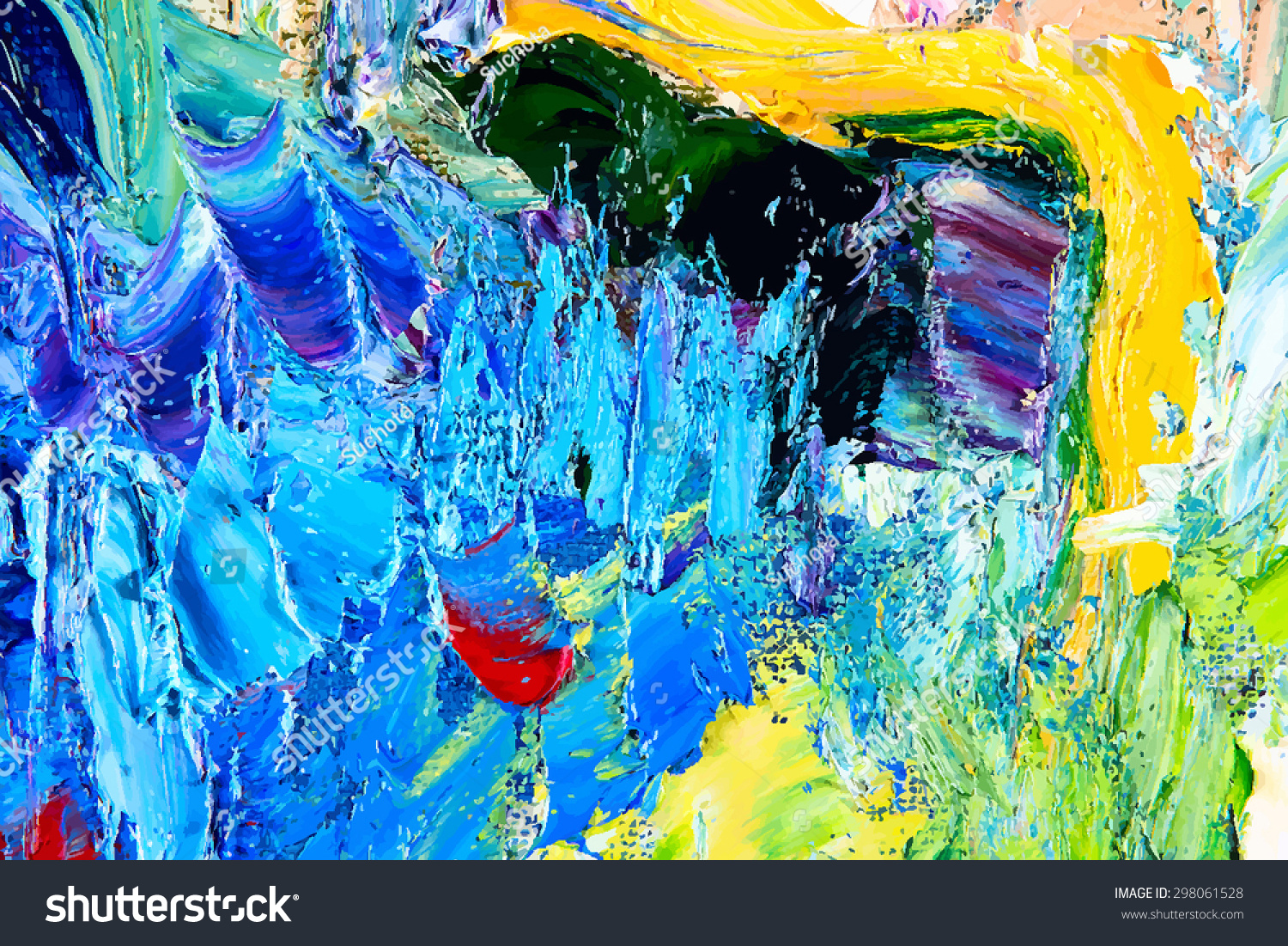 Painting Fragment Vector Illustration Oil On Canvas Texture Abstract Background Brushstrokes