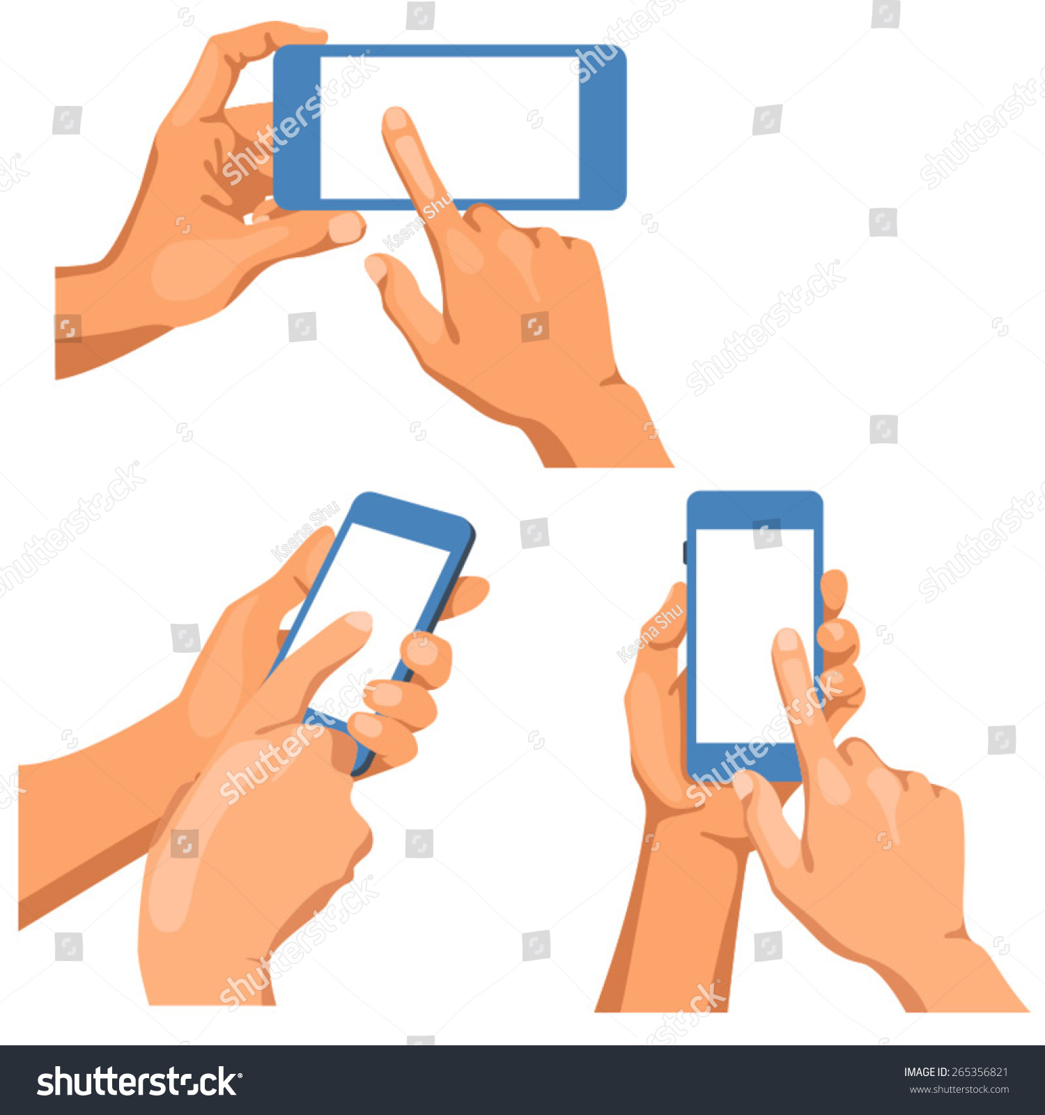 Pairs Naked Male Hands Phones There Stock Vector Royalty Free