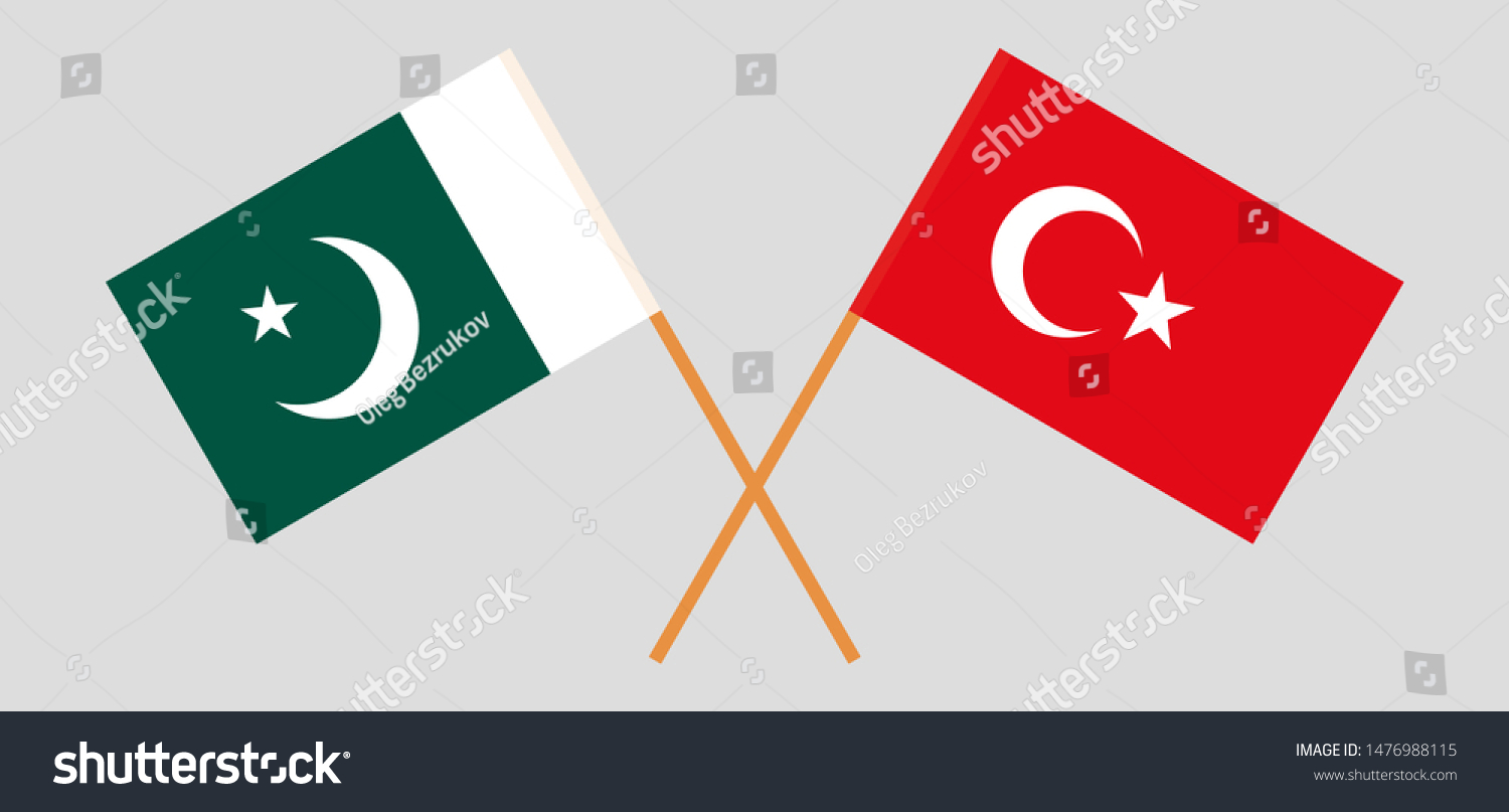 Pakistan Turkey Crossed Pakistani Turkish Flags Vector De Stock Libre