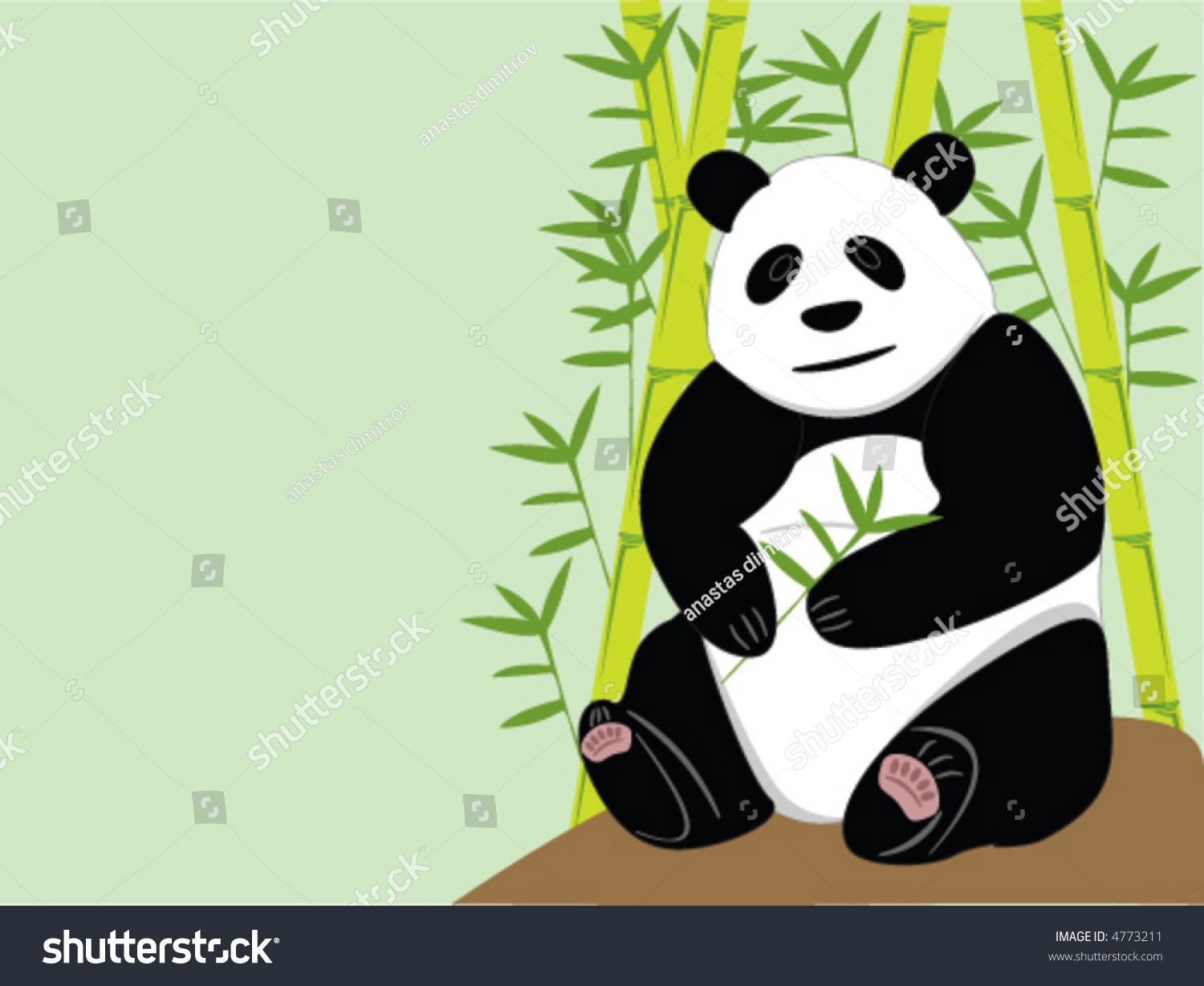 Panda Bear Holding Bamboo Branch With Bamboo Trees Behind Her Stock Vector Illustration 4773211 4900