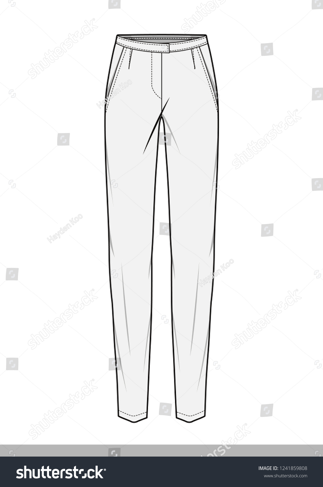 Pants Fashion Flat Technical Drawing Template Vector C S N Mi N Ph