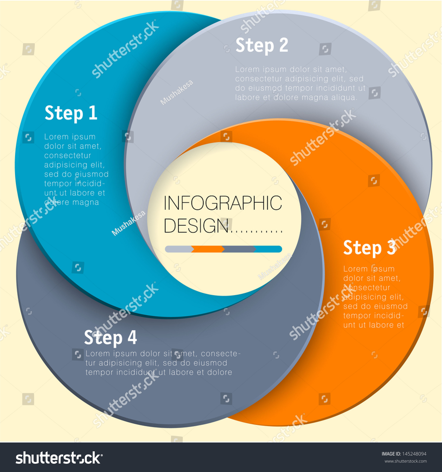 Paper Circle Vector Infographic Step By Step Flat Design Template 145248094 Shutterstock Step By Step Infographic Template