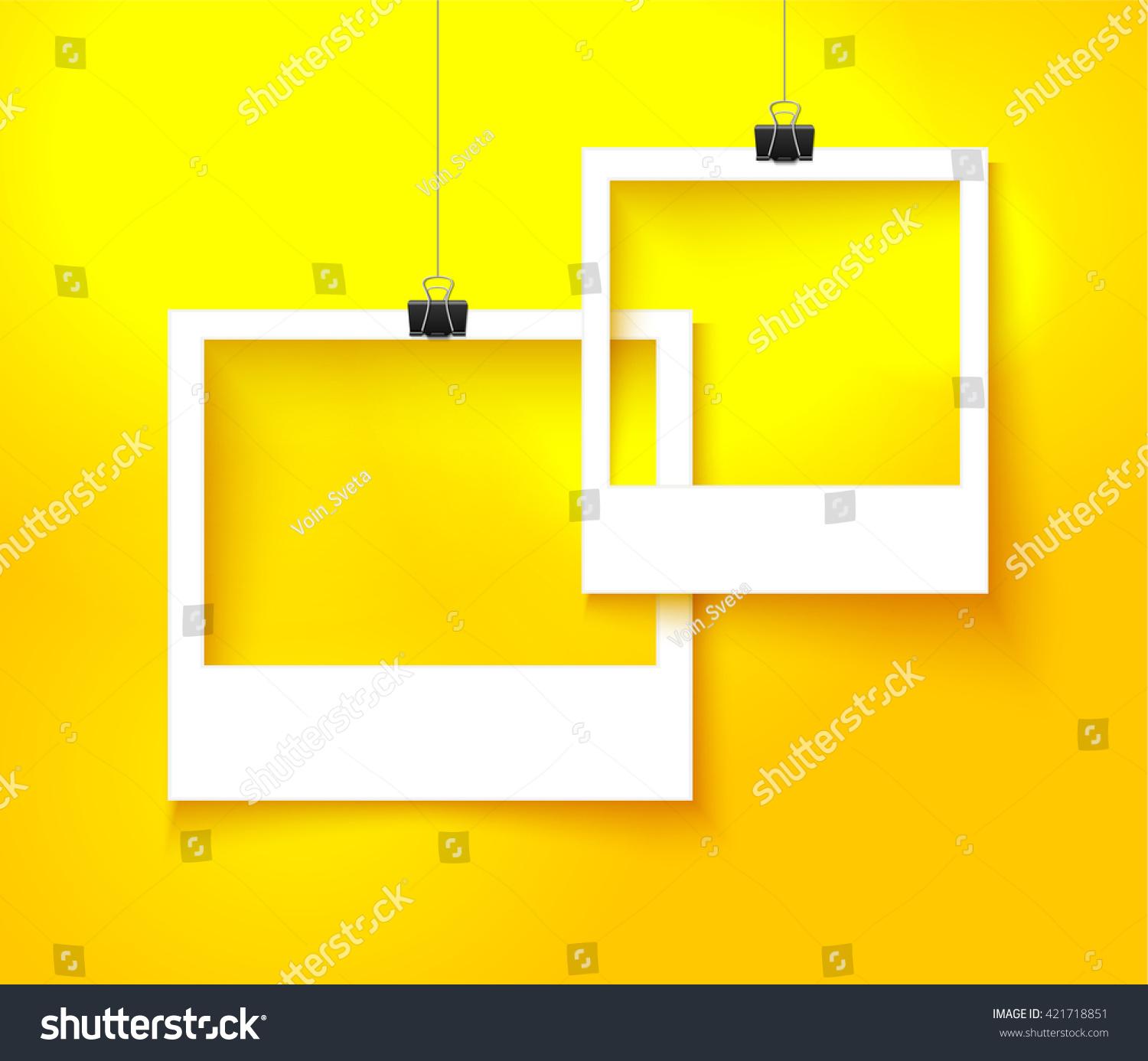 Paper photo frames composition Vector template with photo frames on bright orange background for summer design Photo frames realistic vector illustration Paper photo frames composition Vector template with photo frames on bright orange background for summer design Photo frames realistic vector illustration