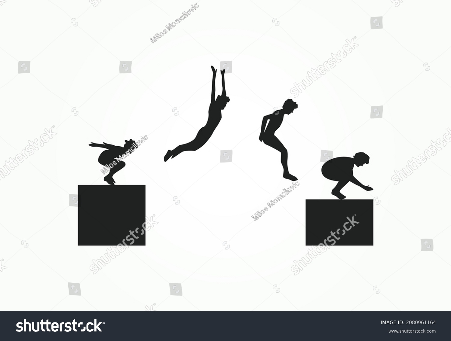 Parkour Jumping 4 Stages Silhouette Teenager Stock Vector Royalty Free