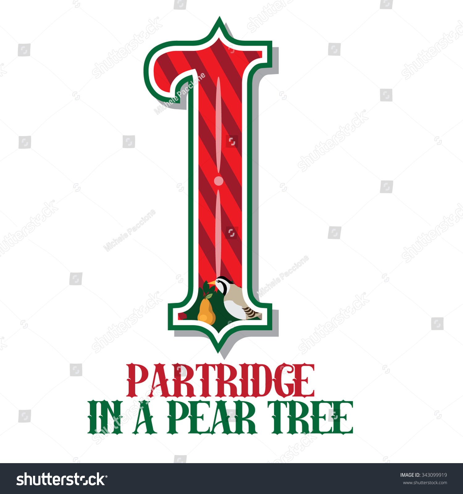 partridge pear tree twelve days christmas stock vector partridge pear tree twelve days christmas stock vector