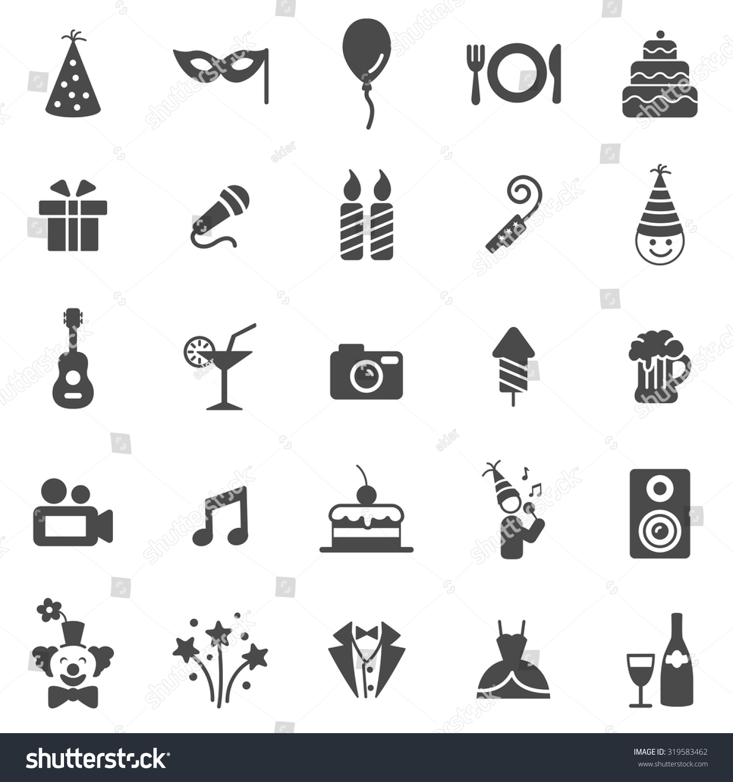 Party Black Icons Set.Vector - 319583462 : Shutterstock