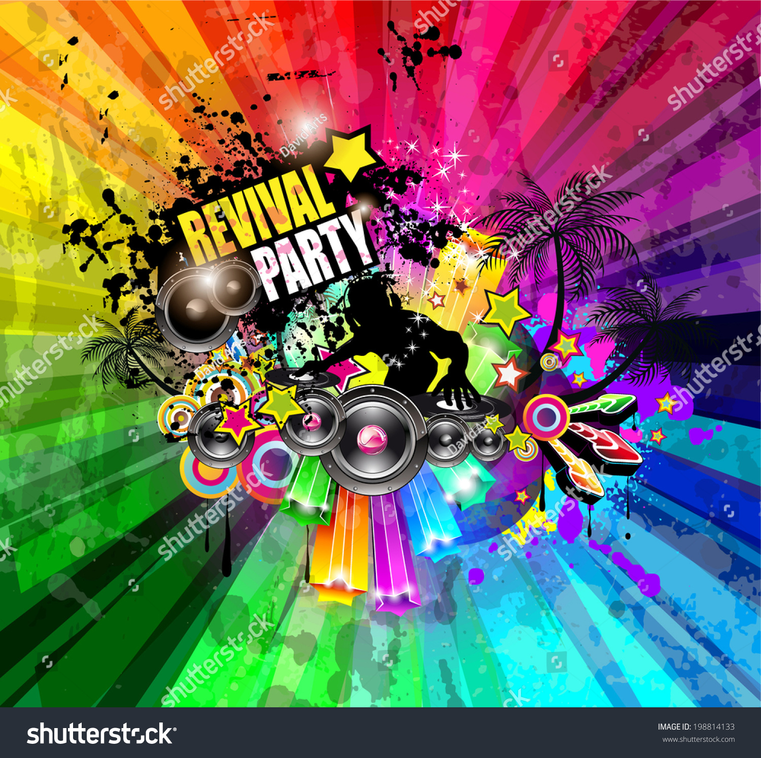 Party Club Flyer For Music Event With Explosion Of Colors Includes A