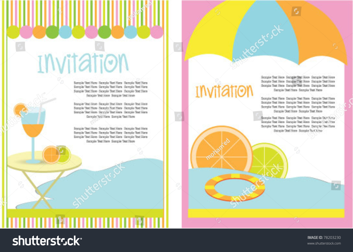 Party Invitation Card Set Stock Vector Illustration 78203230 : Shutterstock