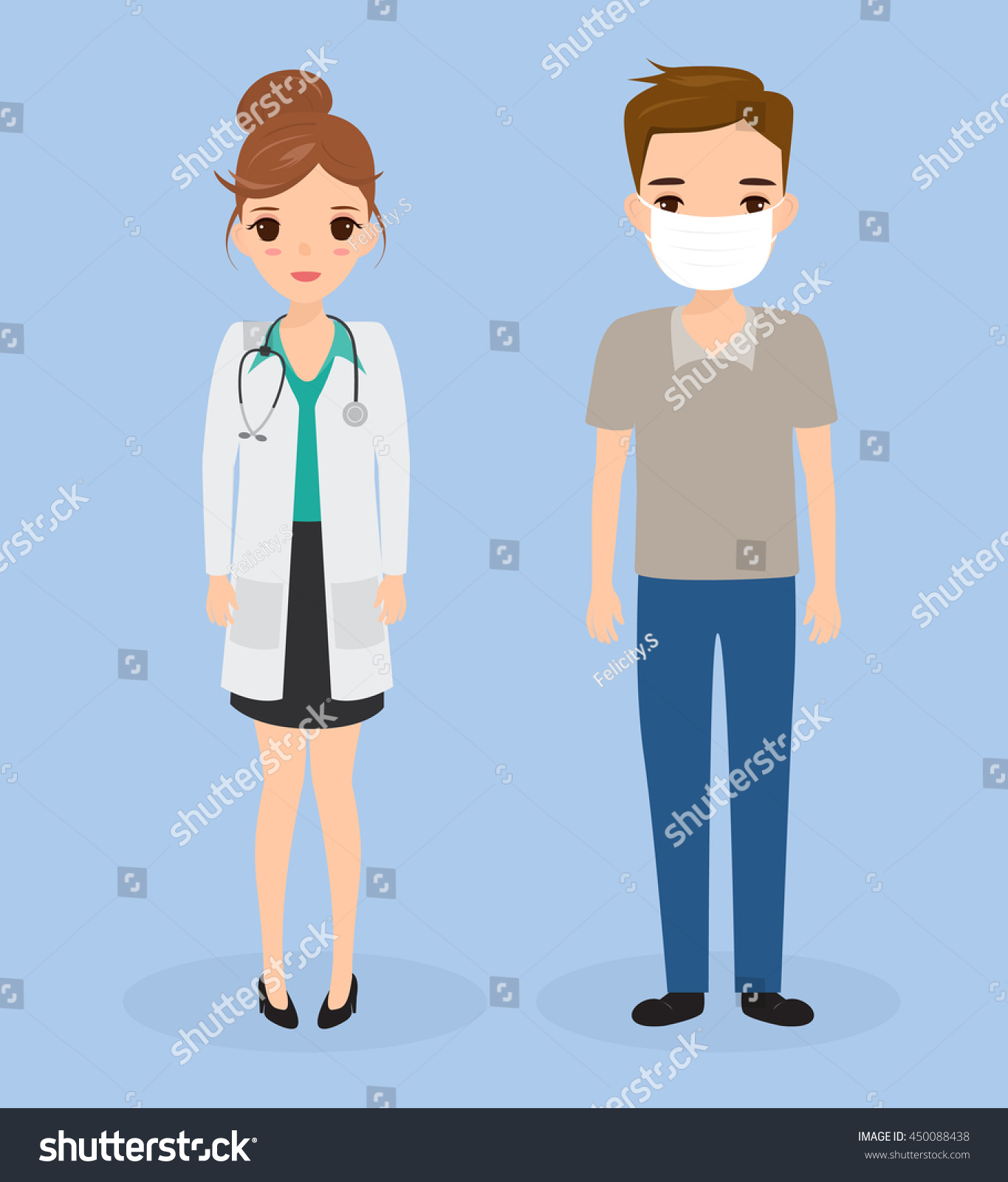 Patient At The Doctor Medical Examination Flat Design Vector Illustration