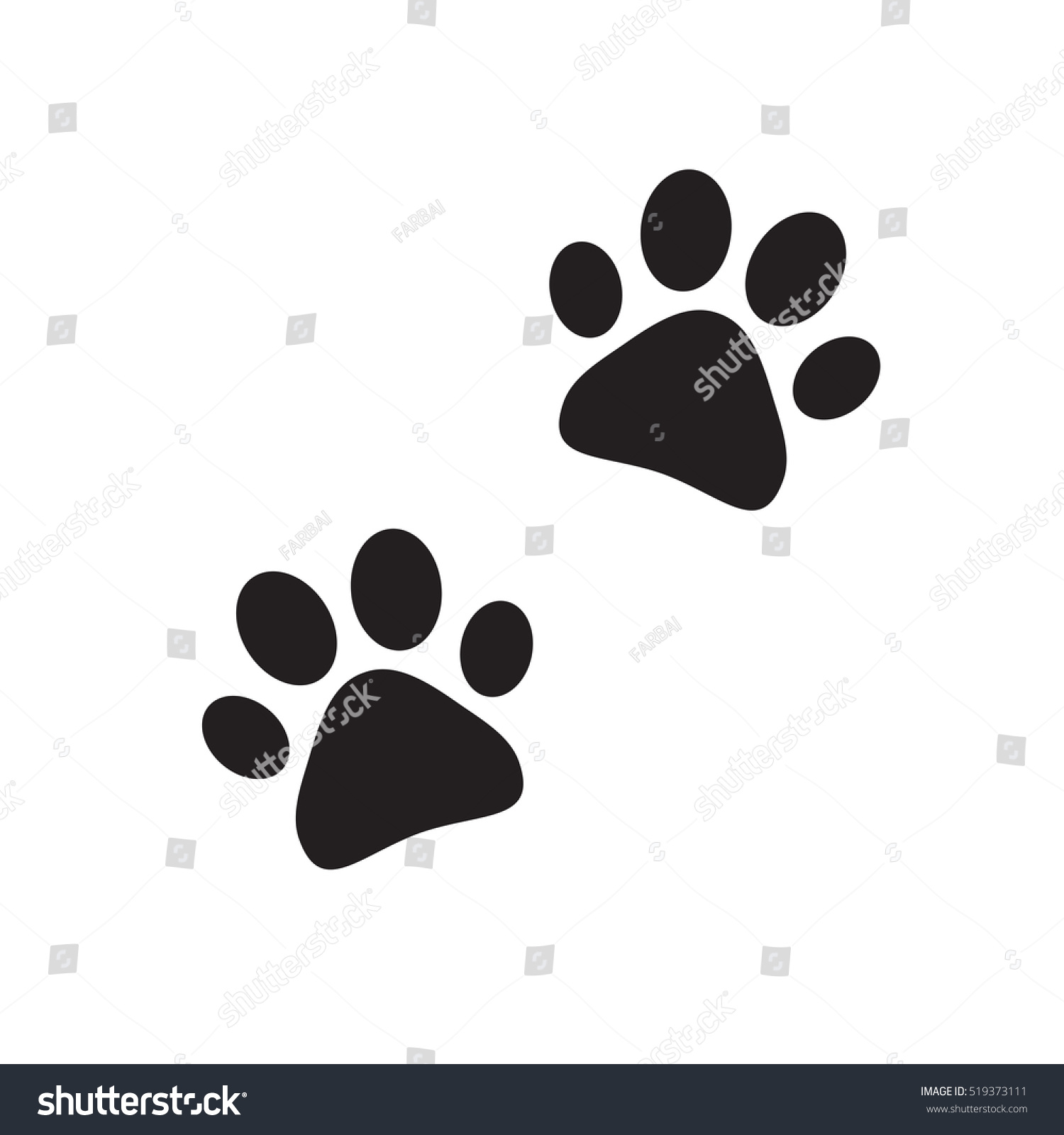 Paw Print Vector Isolated - 519373111 : Shutterstock