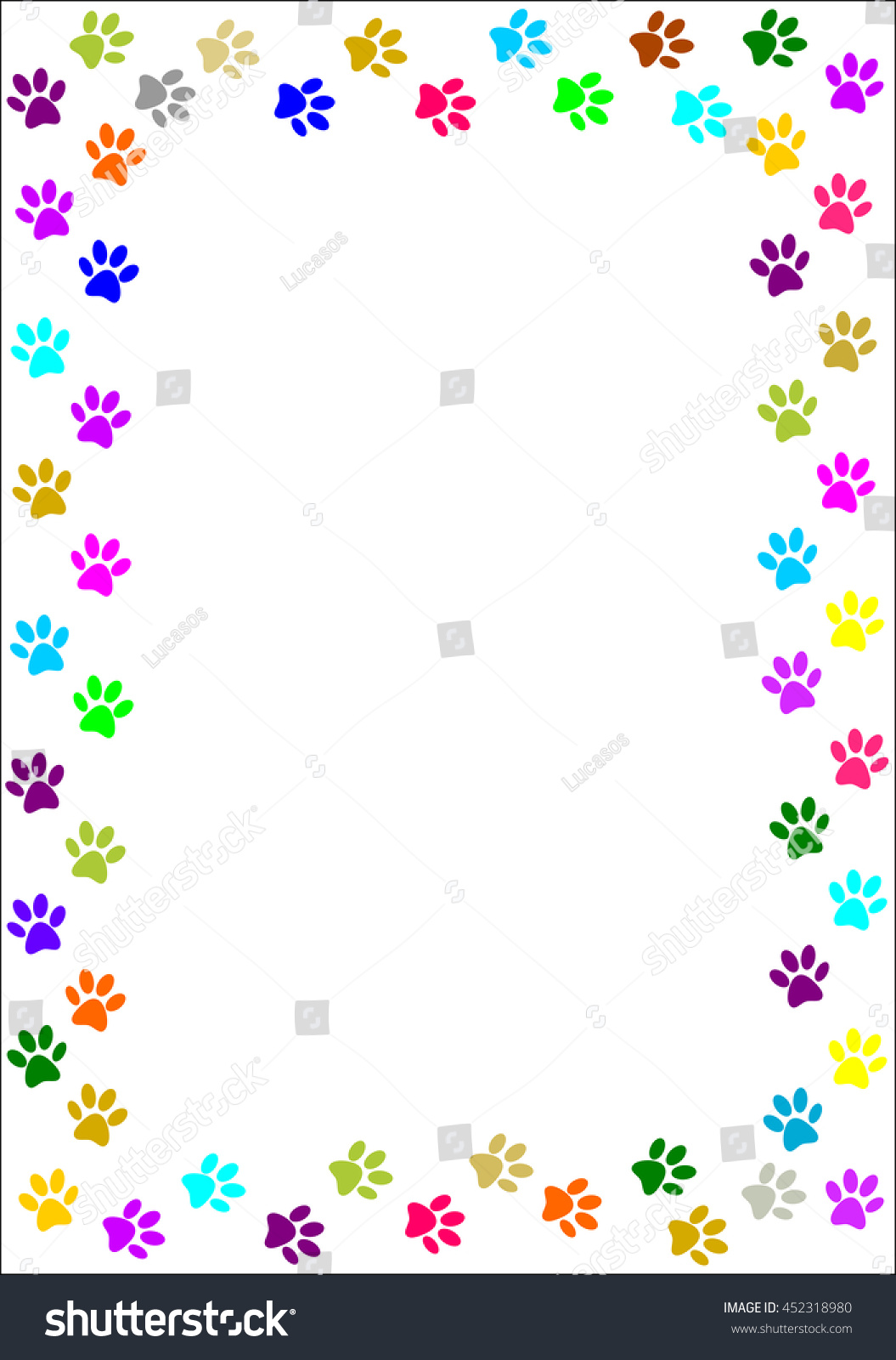 Paw Prints Border Stock Vector 452318980 Shutterstock 