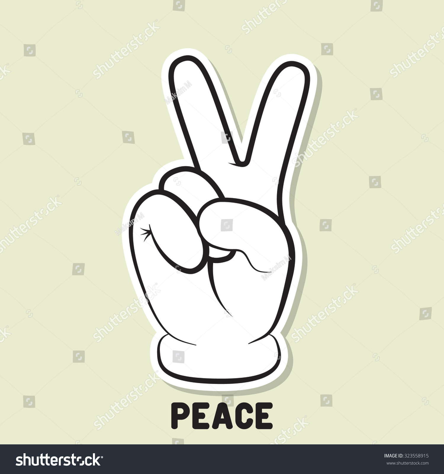 Peace Symbol Peace Hand Gesture Peace Sticker Design Stock Vector