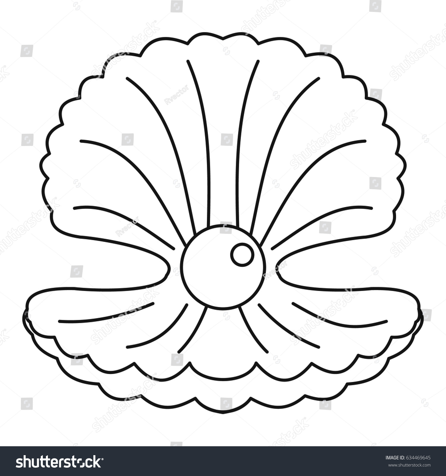 Pearl Shell Icon Outline Style Isolated Stock Vector Royalty Free