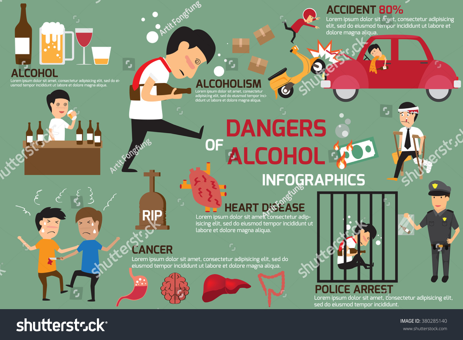 Penalties And Dangers Of Alcohol. Infographics Detail Of Danger And ...