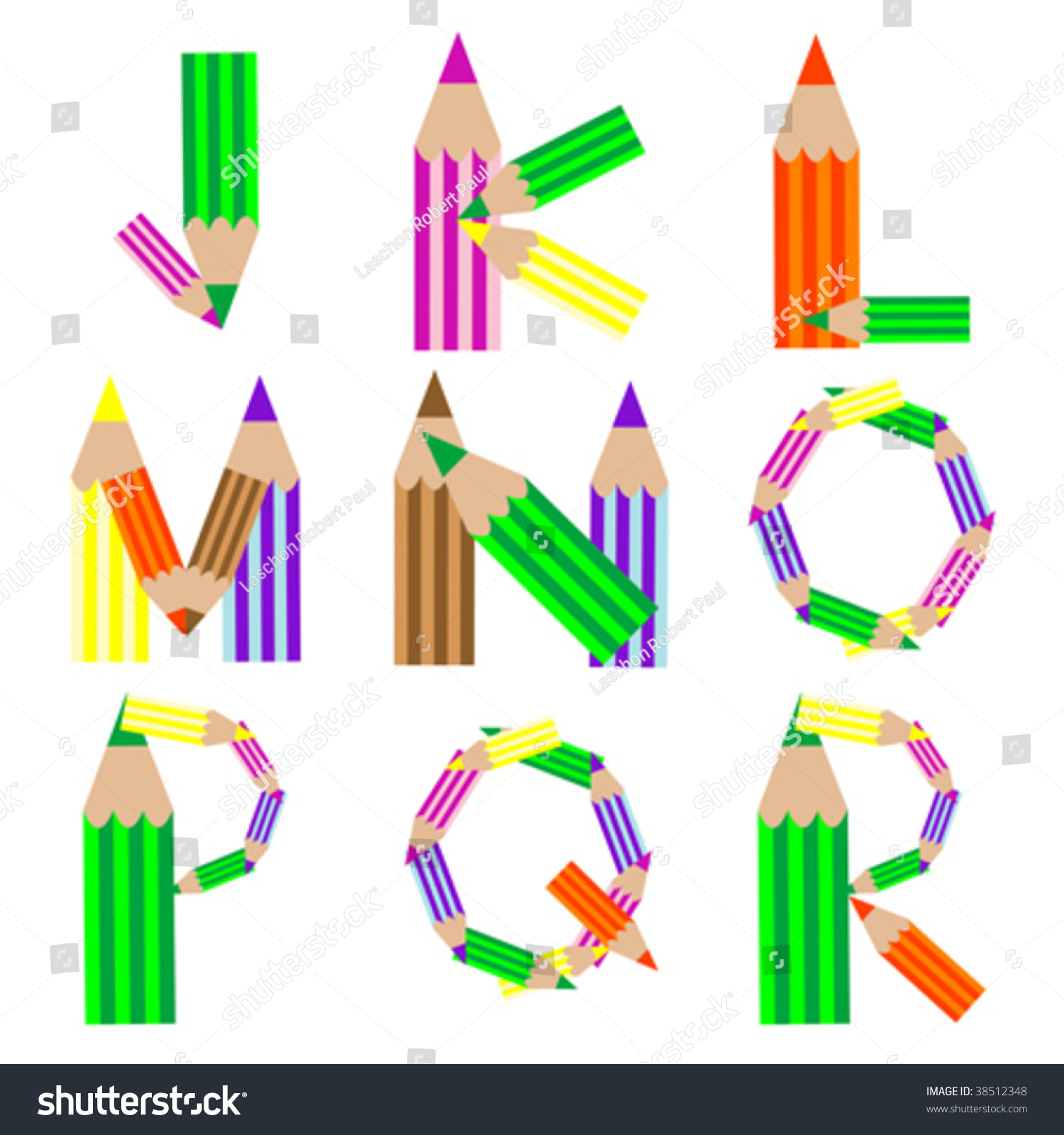 Pencils Alphabet, Vector Art Illustration; More Alphabet Letters In My