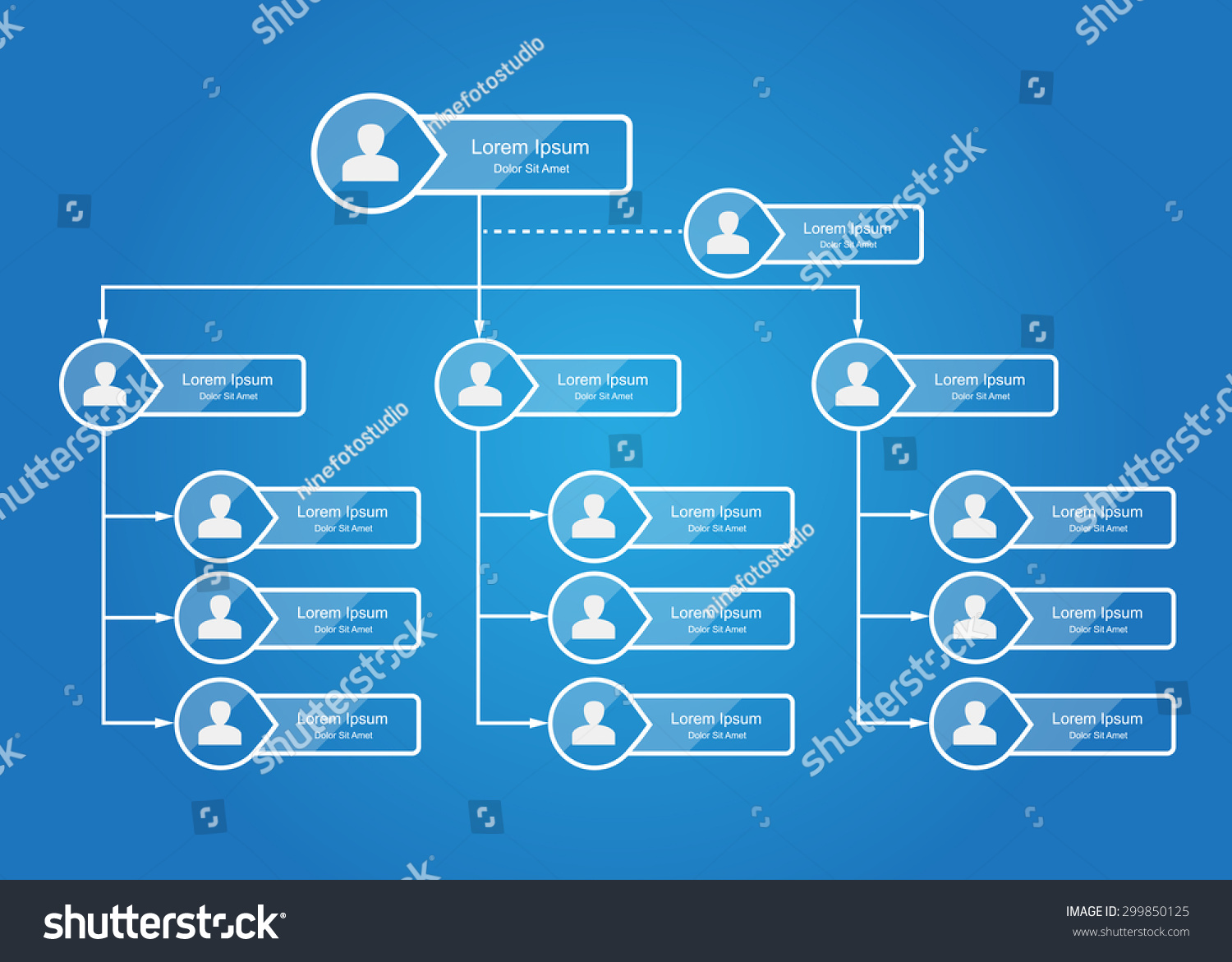 People Icons With Circle Rounded Rectangle Organization Chart Infographics People Icon