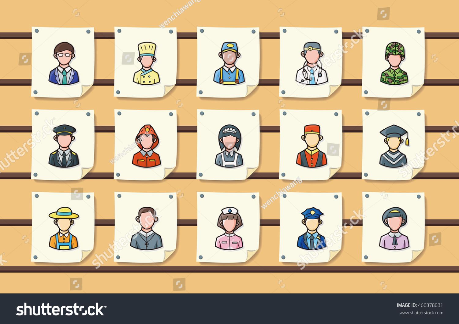 People Occupations Icons Seteps10 Stock Vector Royalty Free 466378031