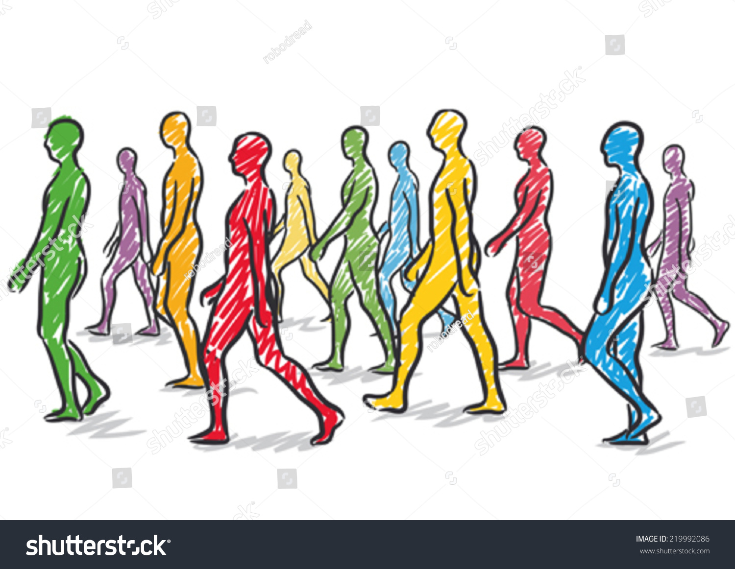 People Walking Stock Vector 219992086 - Shutterstock