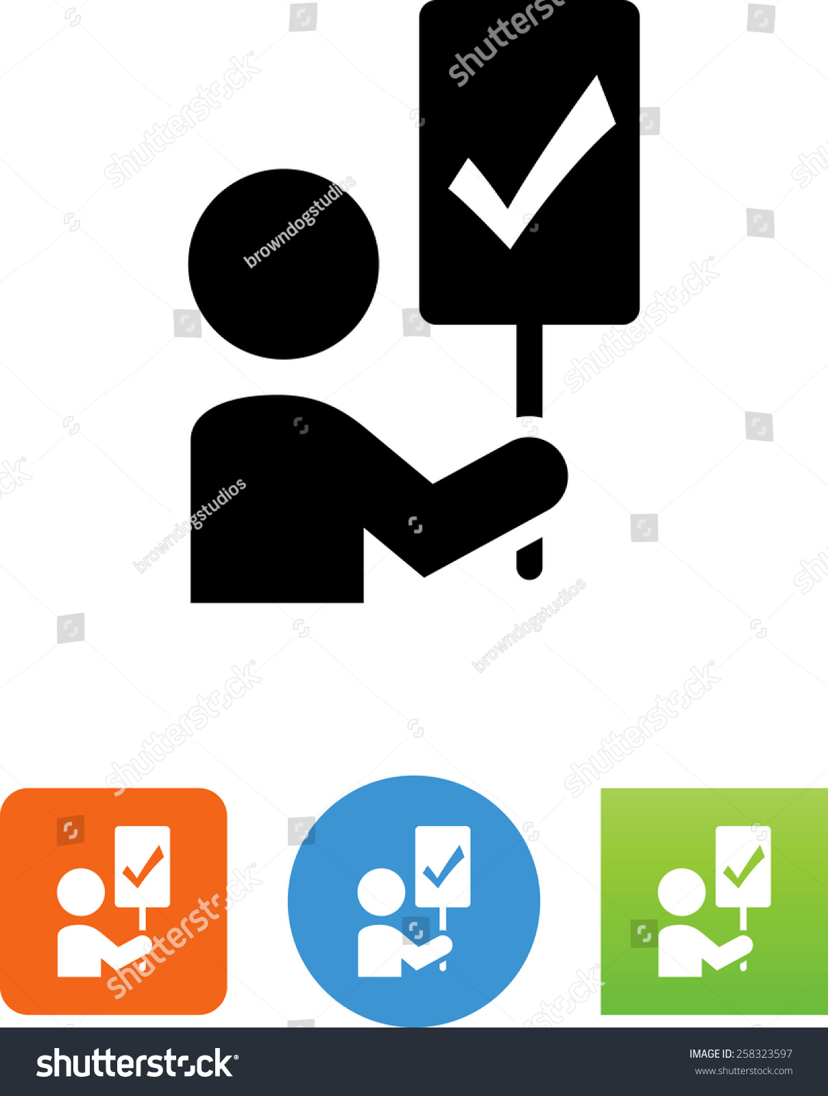 Person Holding Sign Check Mark Icon Vector C S N Mi N Ph B N Quy N