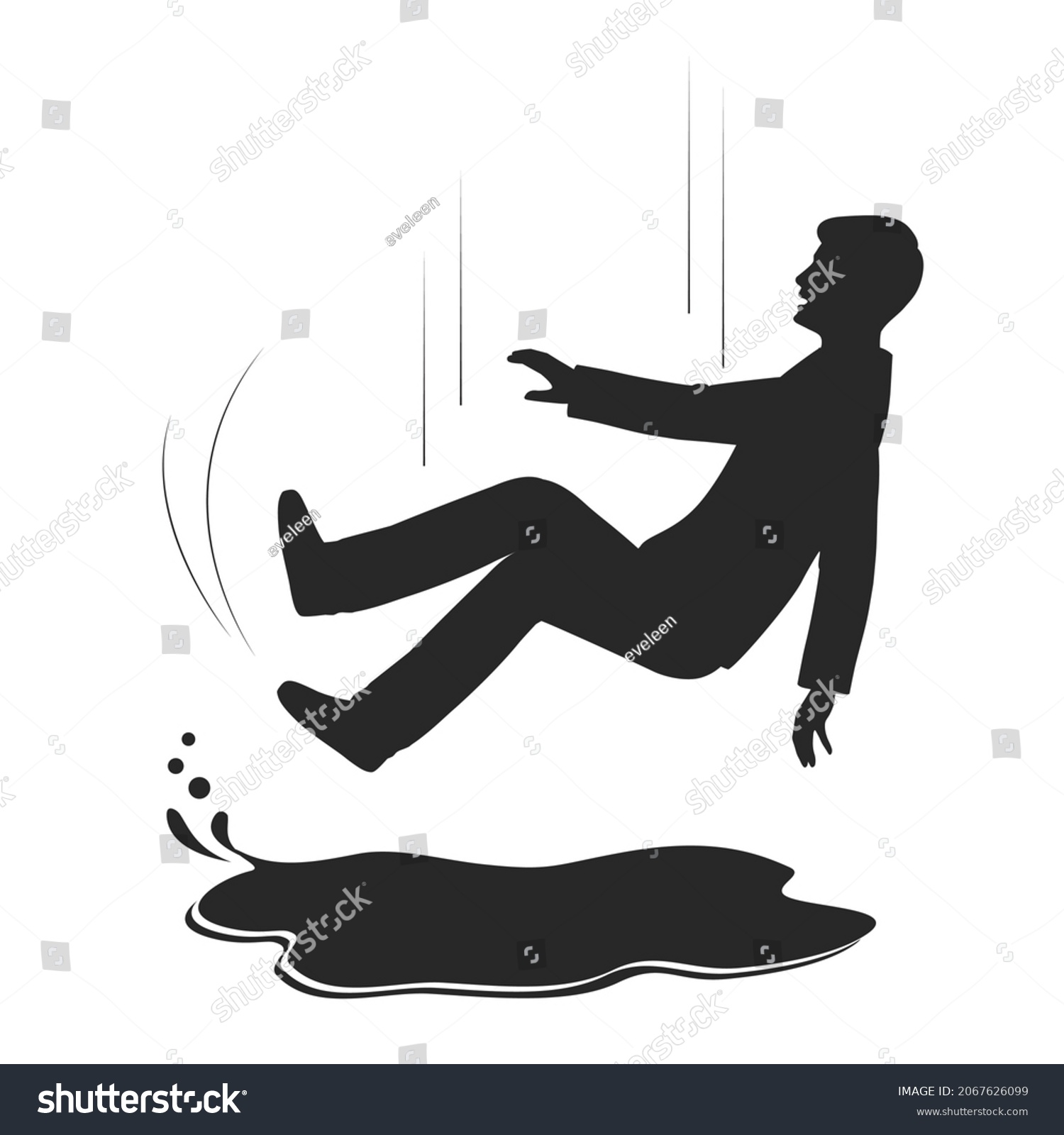 Person Slipped On Water Puddle Vector Stock Vector Royalty Free